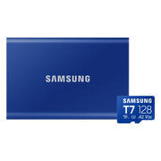 Samsung T7 Portable SSD 2TB Blauw + Samsung MicroSDXC T7 128GB 170MB/s