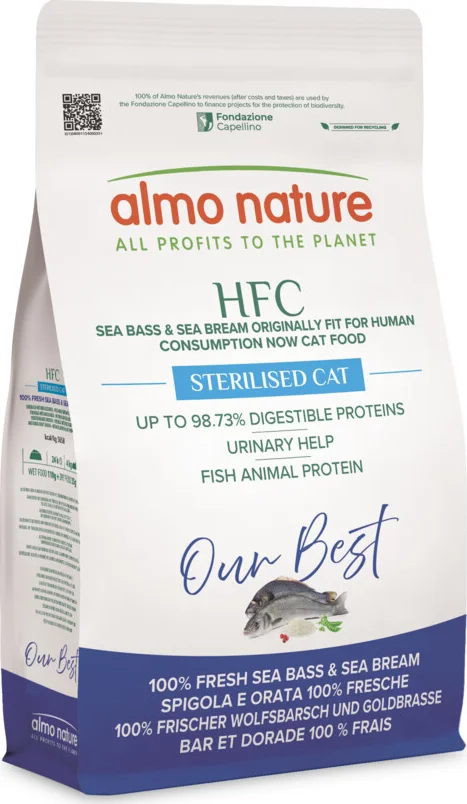 4x Almo Nature HFC Kattenvoer Droog Adult Zeebaars & Zeebrasem 1,2 kg