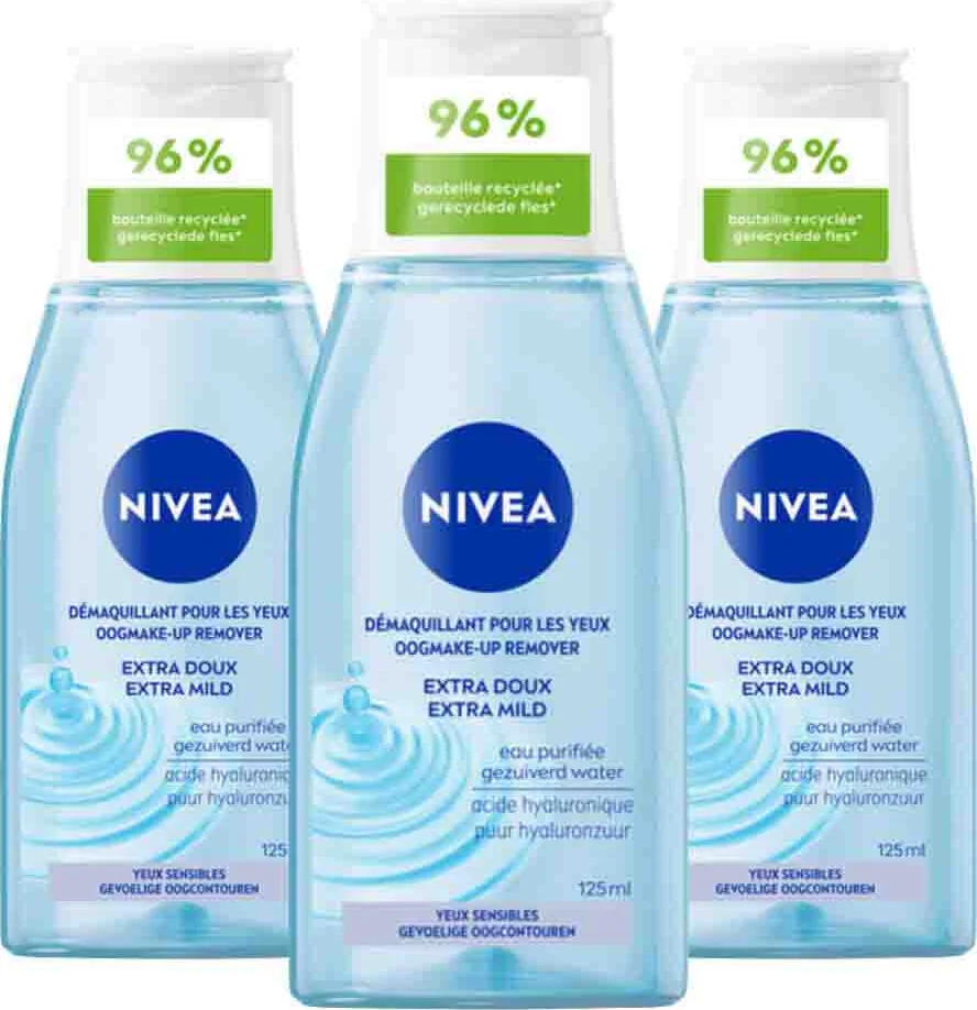3x NIVEA Oogmake-upremover Extra Milde 125 ml