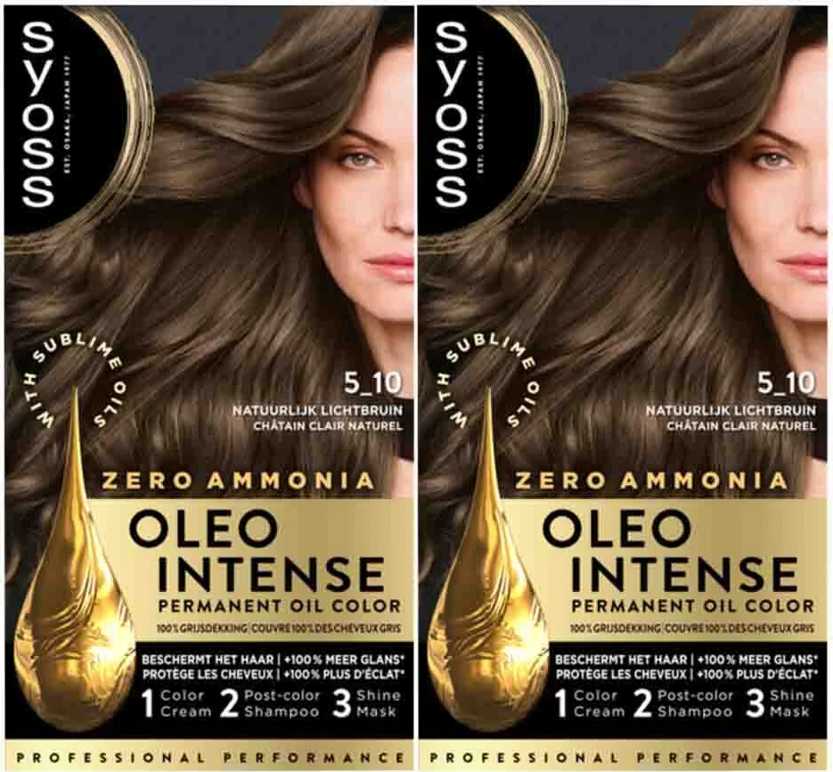 2x Syoss Oleo Intense Haarverf 5-10 Cool Bruin