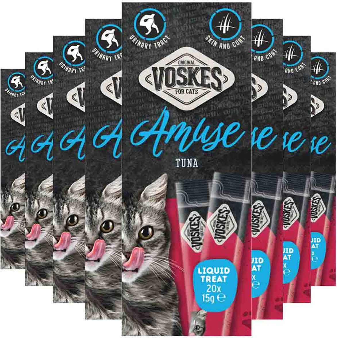 8x Voskes Kattensnack Liquid Treat Tonijn 20x15 gr