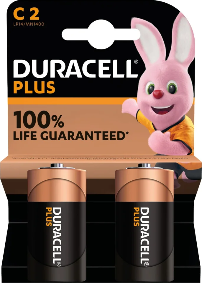 2x Duracell Alkaline Batterijen Plus 100 C 2 stuks