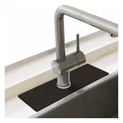 HSXL - Diatomiet Mat voor Kraan - Gootsteen - Droogmat - Afdruip - Keuken - Kraanmat - Antislip - 38x14CM - Zwart Effen - Tapis de Robinet / Faucet Mat - BPK