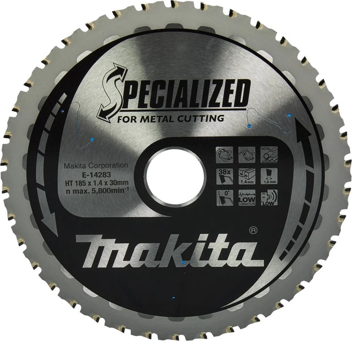 Makita E-14283 Cirkelzaagblad Staal | Specialized | 185 x 30 mm | 38-tands