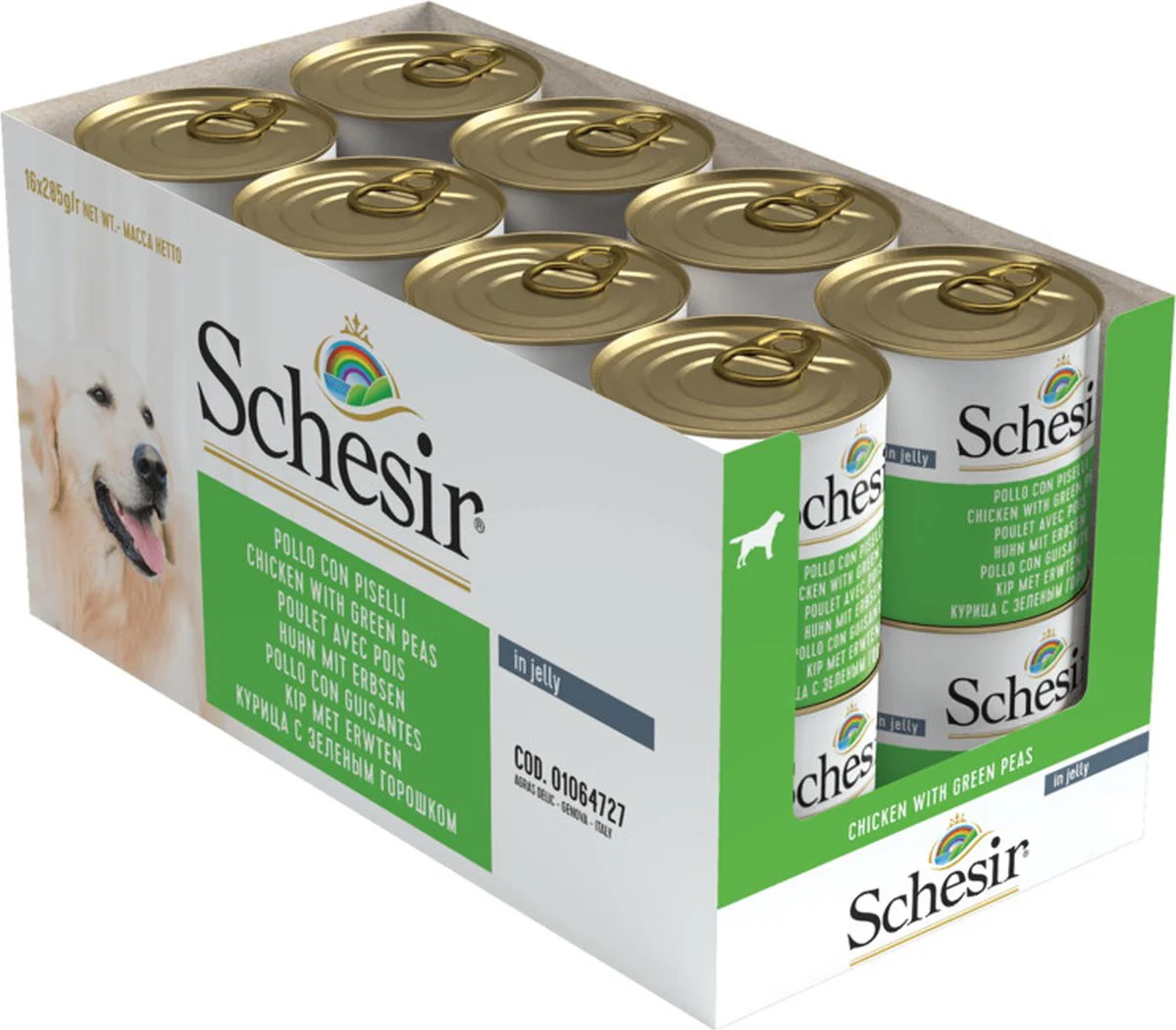 16x Schesir Hondenvoer Kip Erwten in Gelei 285 gr