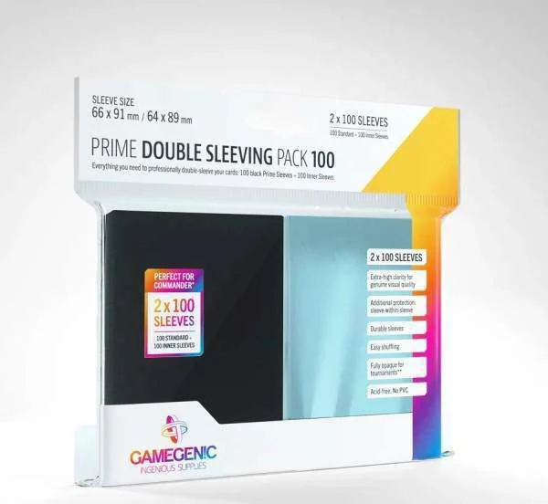 Gamegenic: Prime Double Sleeving Pack Clear/Black (2x100 Sleeves)