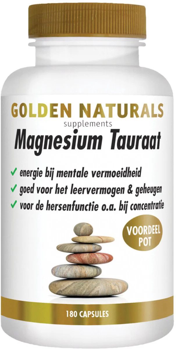 2x Golden Naturals Magnesium Tauraat 180 vegacapsules