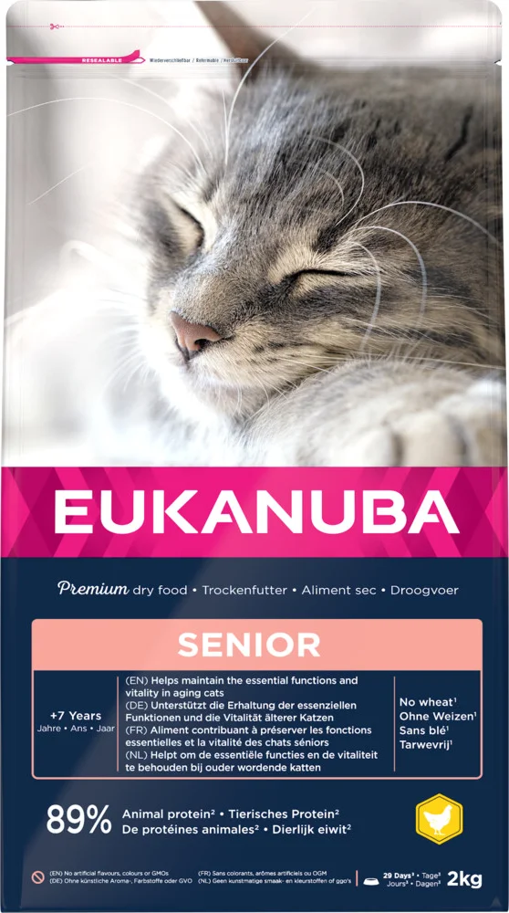 4x Eukanuba Kattenvoer Droog Senior Top Condition Kip - Lever 2 kg