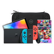 Nintendo Switch OLED Blauw/Rood + Mario Kart 8 Deluxe + BlueBuilt Beschermhoes