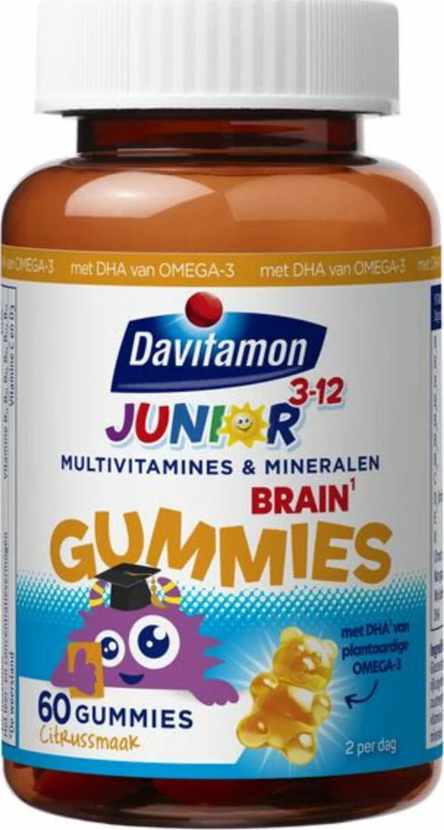 2x Davitamon Davitamon Junior Brain Multivitamines Citrus 60 gummies