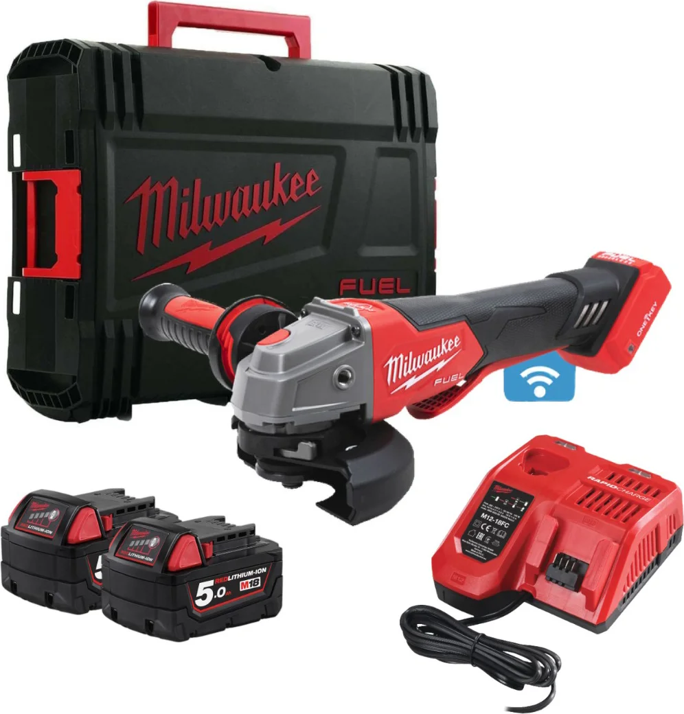 Milwaukee M18 ONEFSAG125XPDB-502X Accu Haakse Slijper 125mm 5.0Ah in HD Box