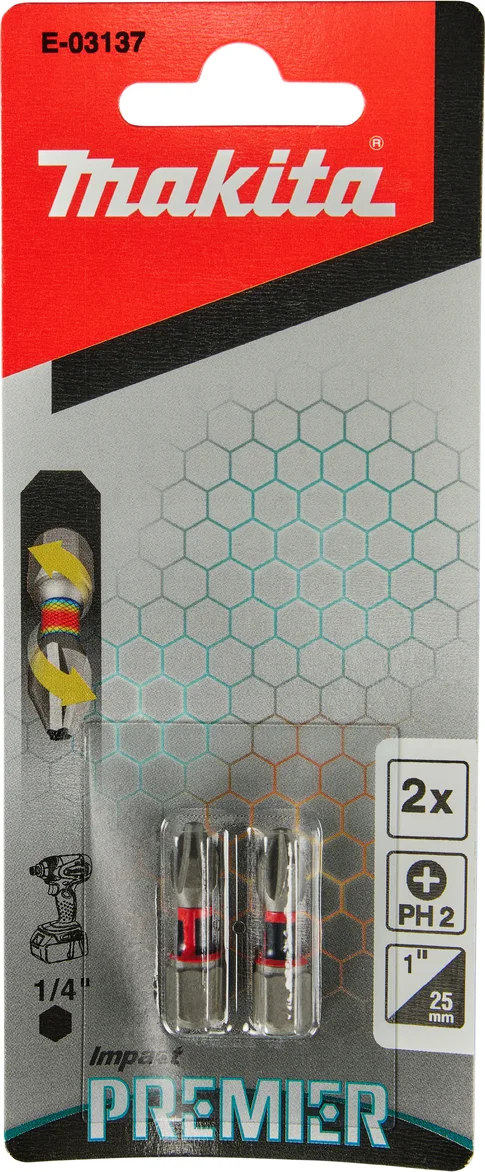 Makita E-03137 Impact Premier Slagschroefbit PH2 x 25 mm 2 stuks