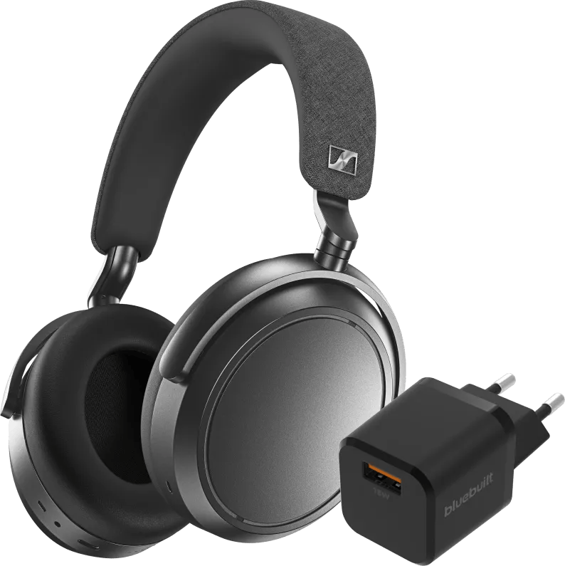 Sennheiser Momentum 4 Wireless Grijs + BlueBuilt Quick Charge Oplader met Usb A Poort 18W