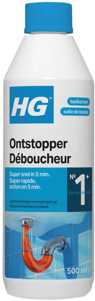 HG Badkamer Vloeibare Ontstopper 500ML