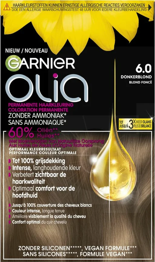 6x Garnier Olia Permanente Crèmekleuring 6.0 Donkerblond
