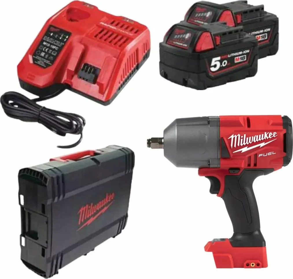Milwaukee M18 FUEL™ ONEFHIWF12-502X ONE-KEY™ Accu slagmoersleutel 1356Nm 1/2" frictiering 18V 5.0Ah in HD-Box - 4933459727