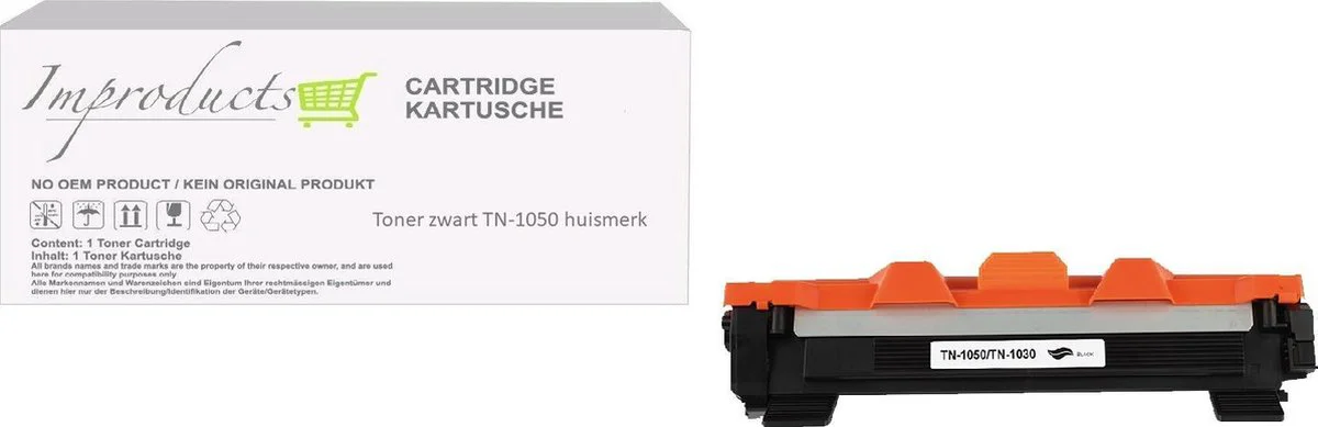 Improducts® Toner - Alternatief Brother TN1050 / TN-1050 zwart XL Alternatieve Toner -2000 Pagina's Geschikt voor Brother DCP-1510 DCP-1512 DCP-1601 DCP-1610W DCP-1612W DCP-1616NW HL-1110 HL-1112 HL-1210W HL-1211W HL-1212W MFC-1810 MFC-1815 MFC-1910W
