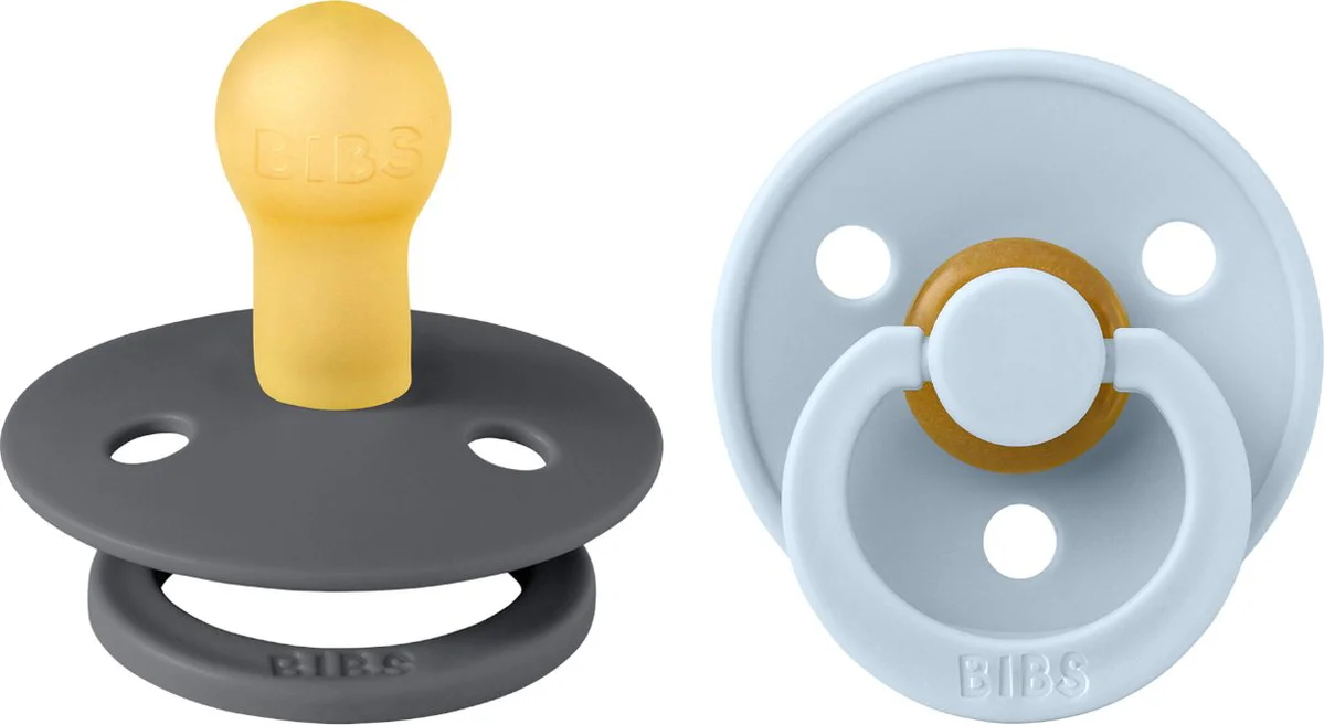 BIBS Fopspeen 6-18 Maanden Iron/Baby Blue 2ST