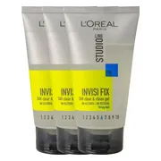 3x L'Oréal Studio Line Invisi Fix 24H Clear & Clean Gel Strong 150 ml