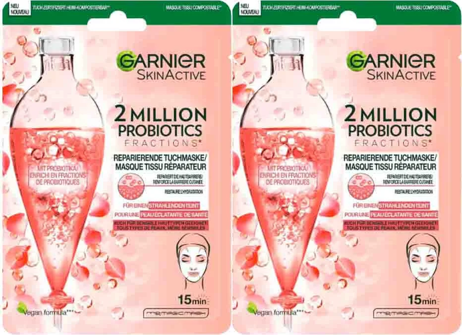 2x Garnier Tissuemasker 2 Millions Probiotics 22 gr