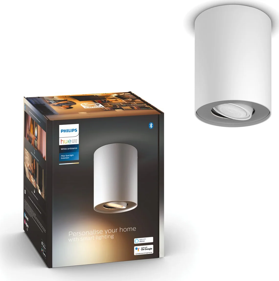 Philips Hue Pillar Opbouwspot White Ambiance - Wit - 1-spots
