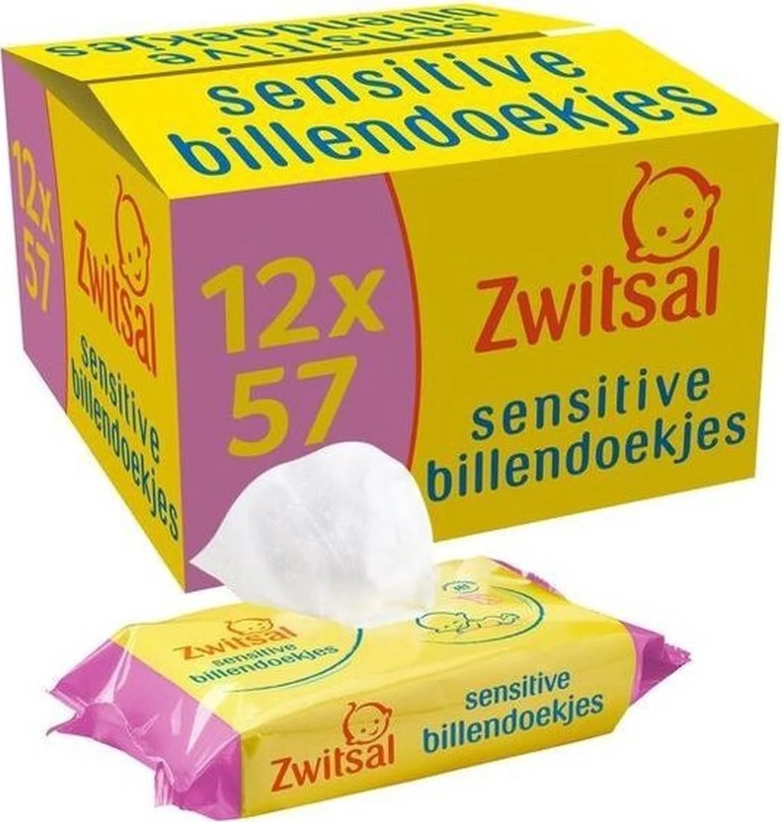 Zwitsal - Billendoekjes Sensitive - 12 x 57 - 684 babydoekjes