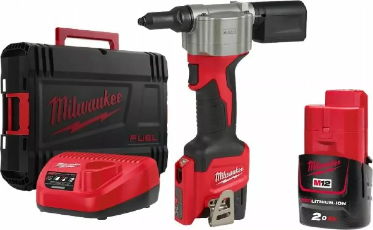 Milwaukee M12 BPRT-201X Accu Subcompacte blindklinknageltang 12V 2.0Ah Li-Ion M12™ in HD Box - 4933464405