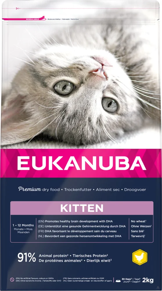 4x Eukanuba Kattenvoer Droog Junior Kitten Kip - Lever 2 kg