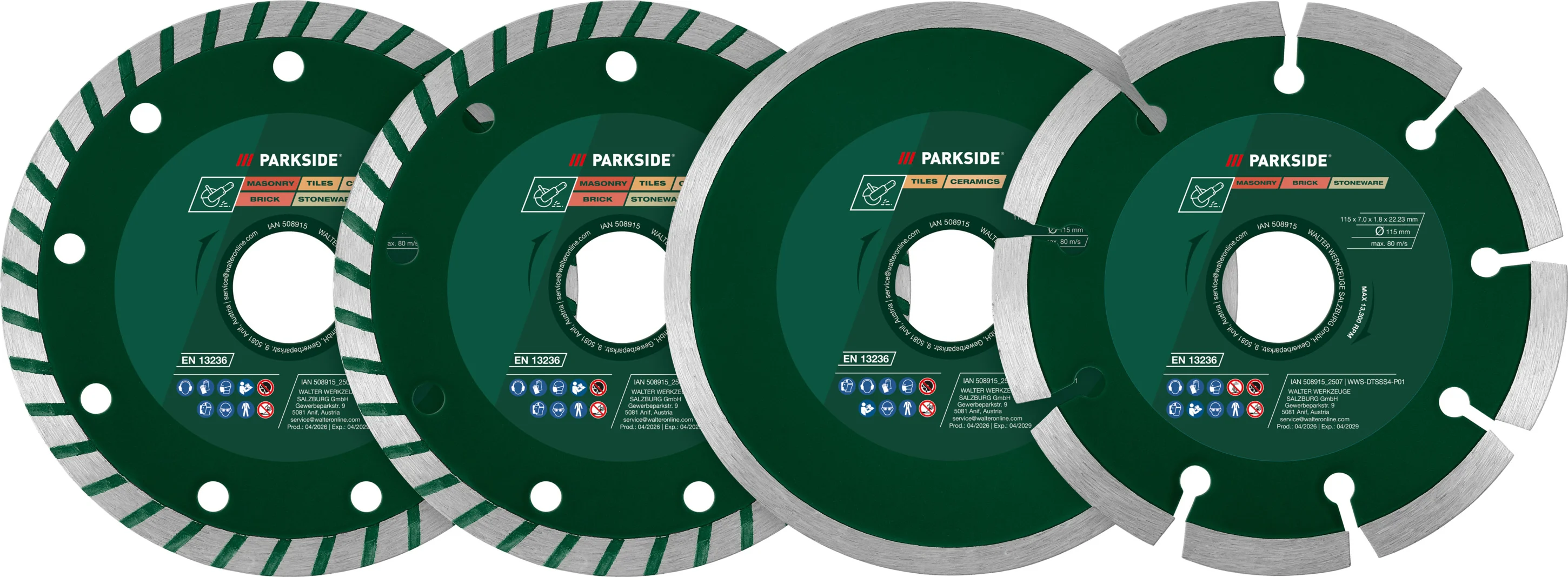 PARKSIDE Slijpschijven 115 mm (Diamantdoorslijpschijven 4 stuks)