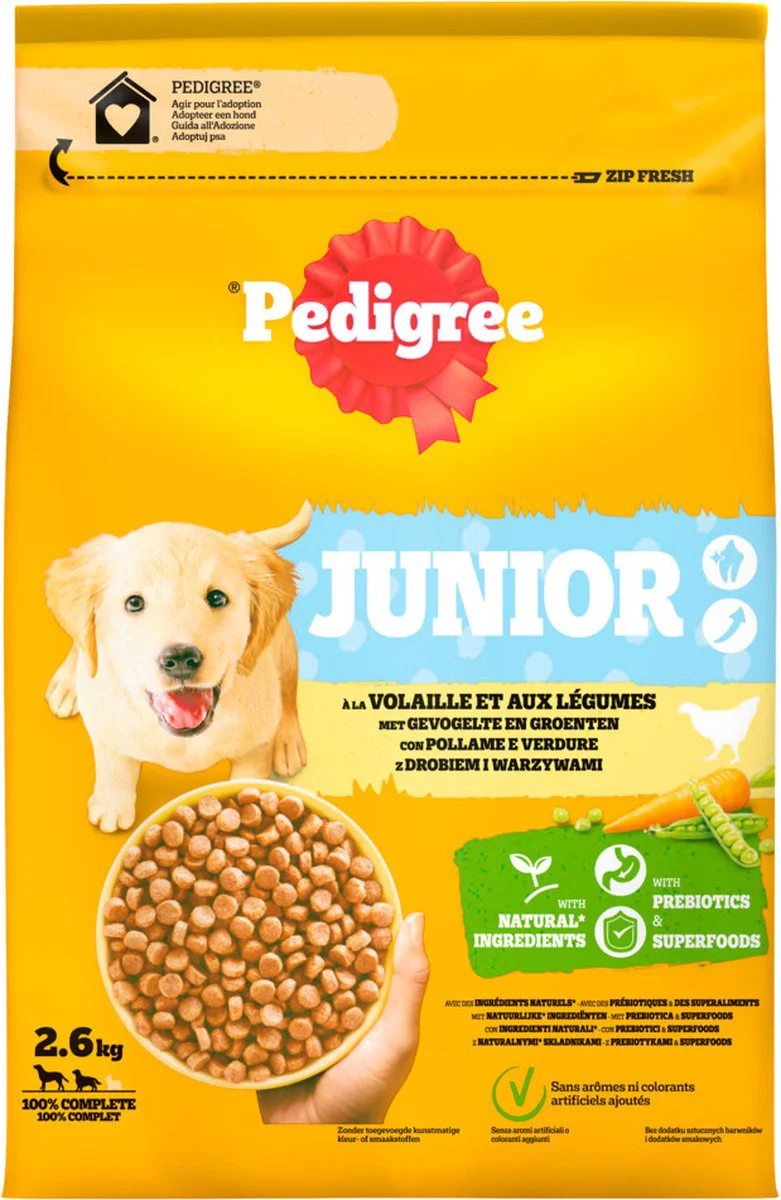 3x Pedigree Hondenvoer Hondenbrokken Junior Kip 2,6 kg