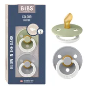 BIBS Glow Fopspeen 0-6 Maanden Anatomic Sage/Cloud 2ST