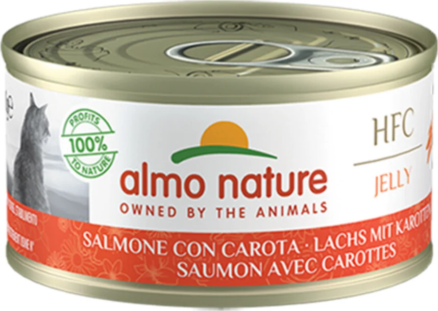 48x Almo Nature HFC Kattenvoer Nat in Gelei Zalm & Wortel 70 gr