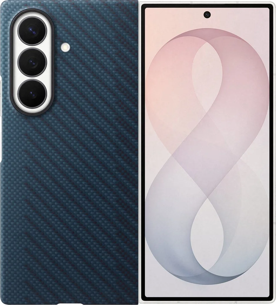Samsung Galaxy Z Fold 8 Ultra Carbon Back Cover met Magneet Blauw