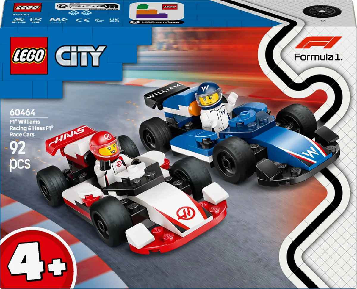 LEGO City F1 Williams Racing en Haas F1 racewagens 60464