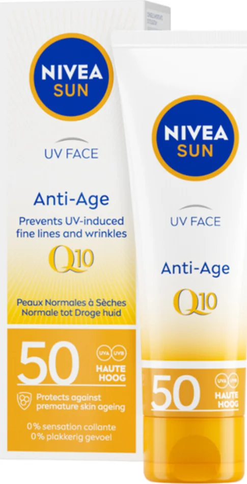 6x NIVEA Sun Anti-Age Q10 Zonnebrand Gezicht SPF 50 50 ml