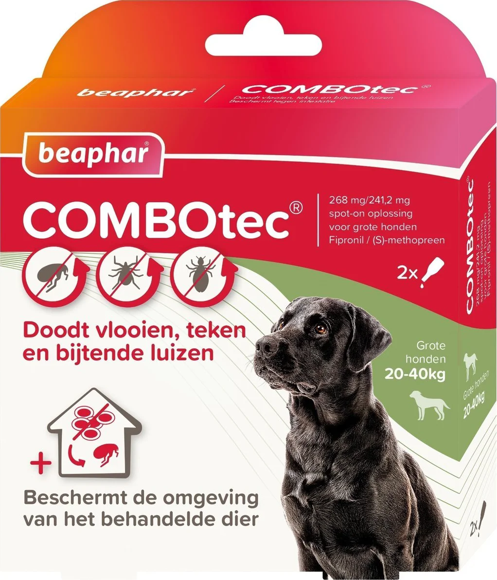 Beaphar Combotec Anti Teken- en Vlooiendruppels Hond 20-40 kg 2 pipetten