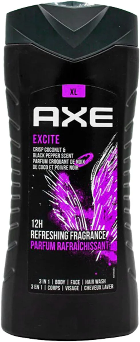 3x Axe 3in1 Douchegel Excite 400 ml