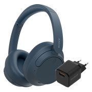 Sony WH-CH720N Blauw + BlueBuilt Quick Charge Oplader met Usb A Poort 18W Zwart