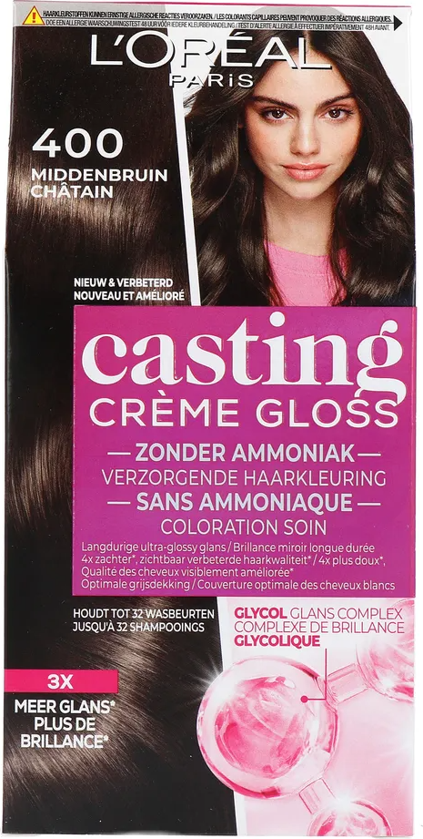 L'Oréal Casting Crème Gloss Semi-Permanente Haarkleuring 400 Middenbruin