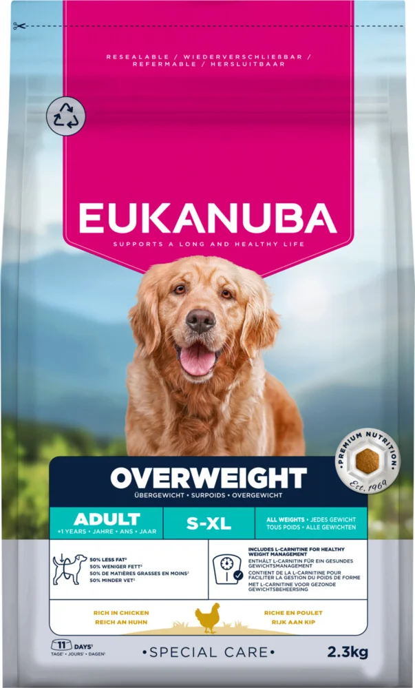3x Eukanuba Hondenvoer Droog Special Care Adult Overweight 2,3 kg