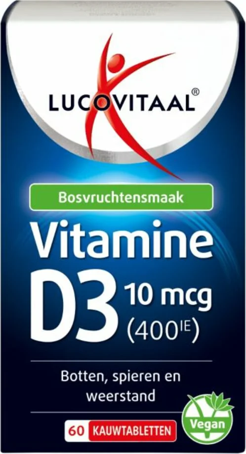 3x Lucovitaal D3 10 mcg (400Ie) Vitamine Vegan Kauwtabletten 60 kauwtabletten