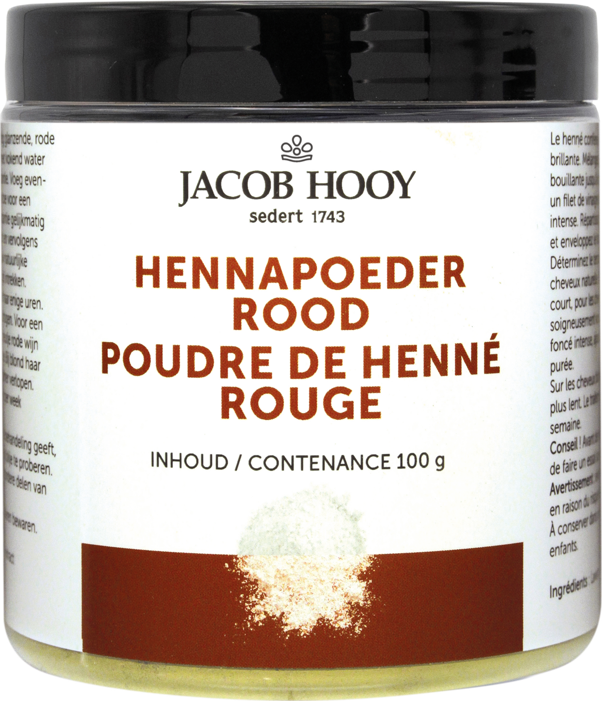 Jacob Hooy Hennapoeder Rood 100GR