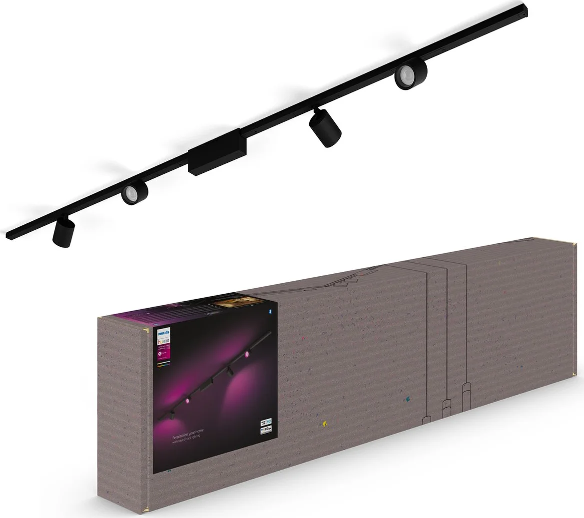 Philips Hue Perifo railverlichting plafond - 4 spots - White and Color - Zwart