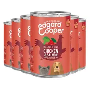 6x Edgard & Cooper Blik Vers Vlees Senior Hondenvoer Kip - Zalm 400 gr