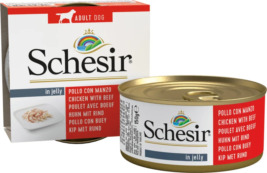 Schesir Hondenvoer Kipfilet en Rundvlees in Gelei 150 gr
