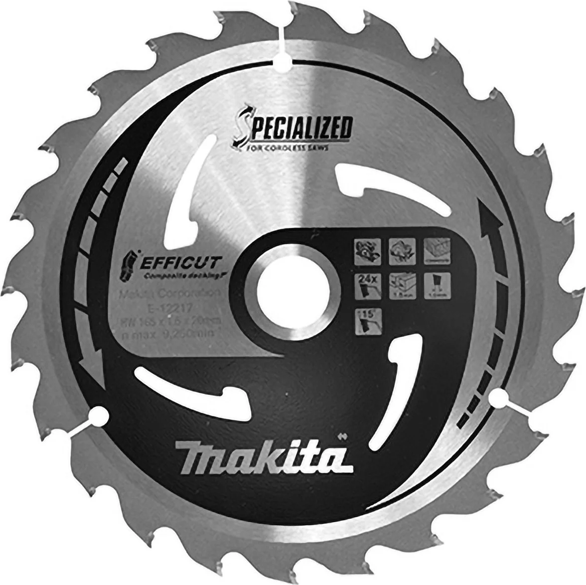 Makita E-12217 Cirkelzaagblad WPC | Efficut | 165 x 20 mm | 24-tands
