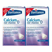 2x Davitamon Calcium Vitamine D3 Pepermunt 60 kauwtabletten
