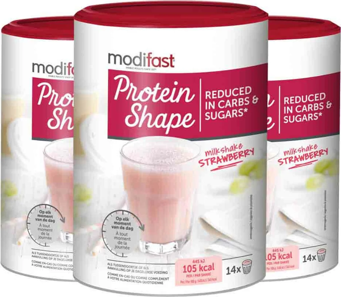 3x Modifast Protein Shape Milkshake Aardbei 420 gr