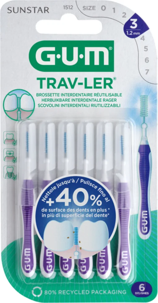 3x GUM Trav-Ler Ragers Paars 1.2mm 6 stuks
