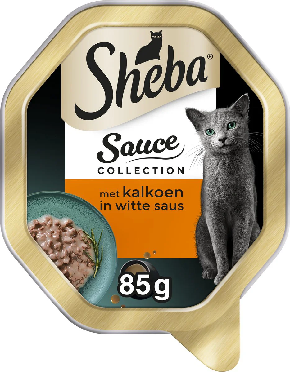 22x Sheba Kattenvoer Nat Sauce Collection Kalkoen in Witte Saus 85 gr